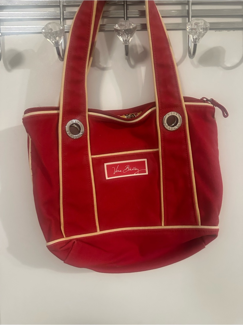 Vera Bradley Red Tote with Cream Trim